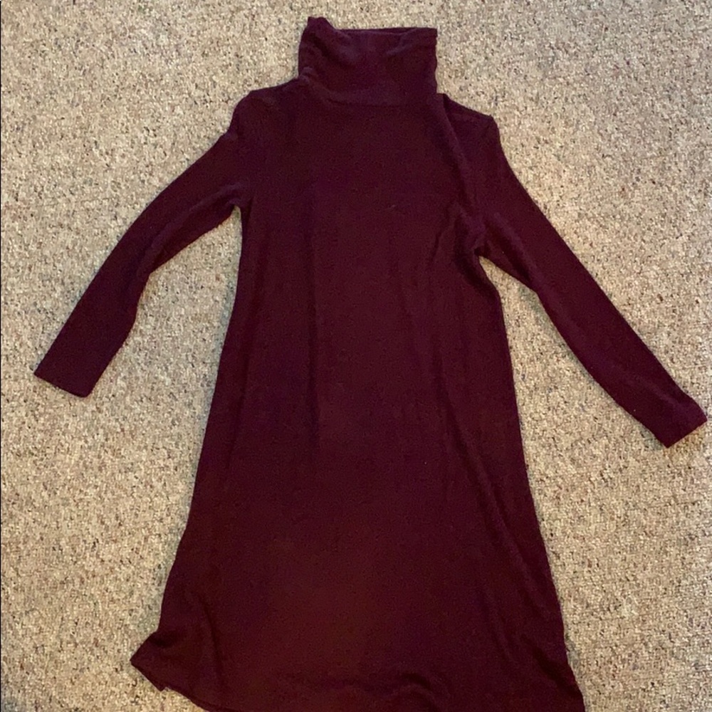 Red turtleneck sweater dress